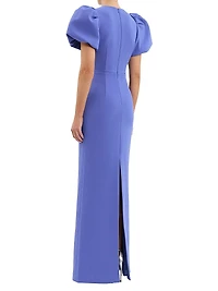Violette Puff-Sleeve Bow Gown