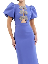 Violette Puff-Sleeve Bow Gown