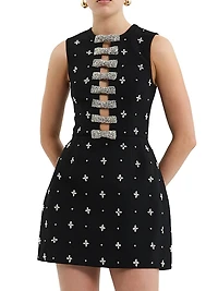 Piper Embellished Bow Stretch-Crepe Minidress