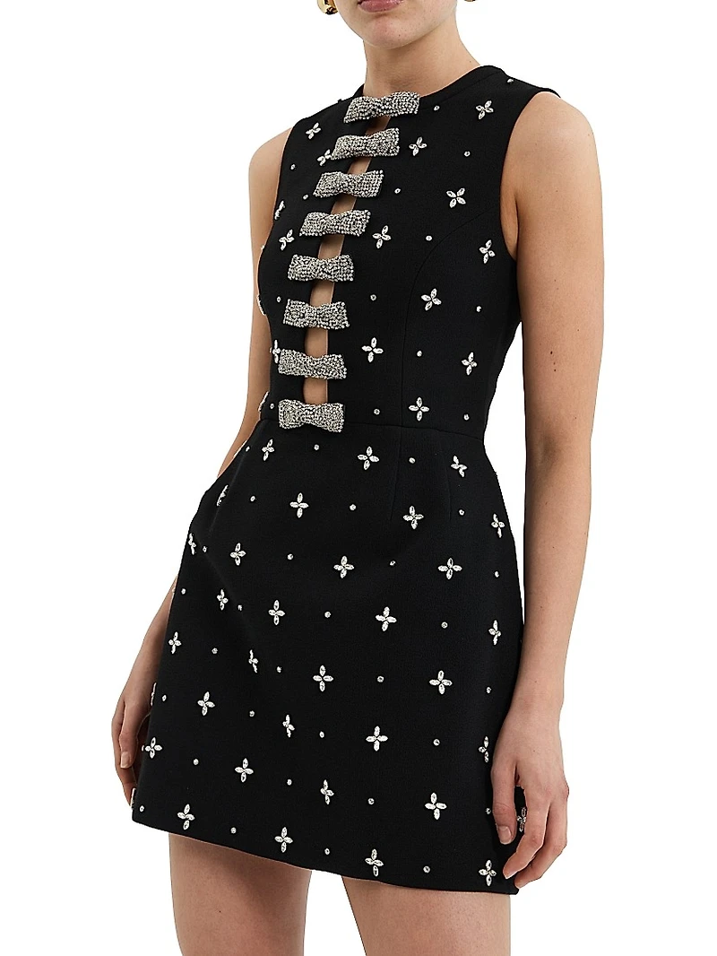 Piper Embellished Bow Stretch-Crepe Minidress