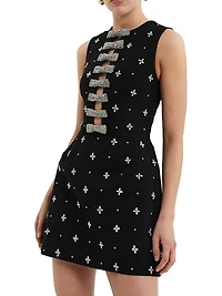 Piper Embellished Bow Stretch-Crepe Minidress