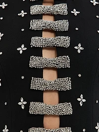 Piper Embellished Bow Stretch-Crepe Minidress