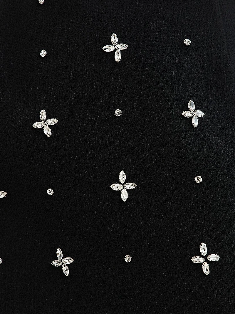 Piper Embellished Bow Stretch-Crepe Minidress