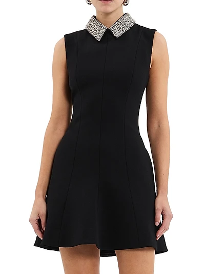 Violetta Diamanté-Collar Minidress