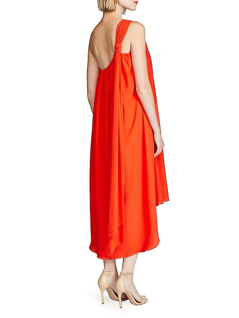Rafelle Georgette One-Shoulder Midi-Dress
