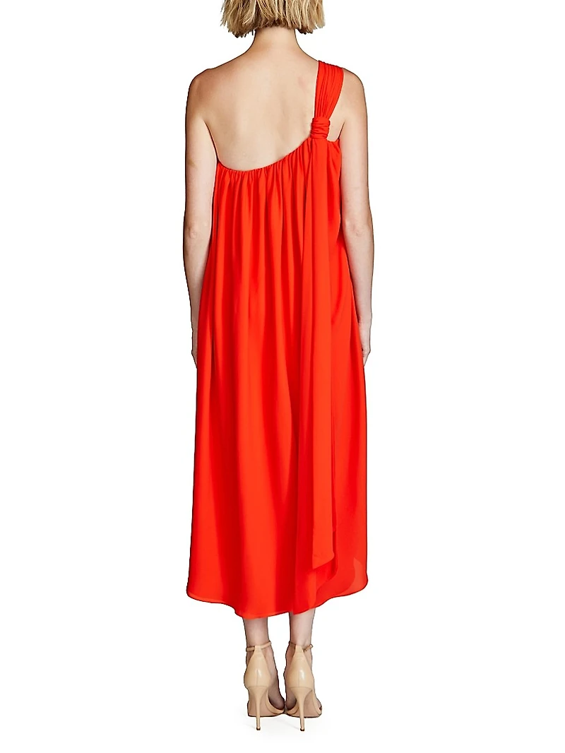 Rafelle Georgette One-Shoulder Midi-Dress