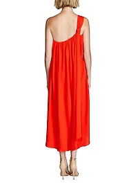 Rafelle Georgette One-Shoulder Midi-Dress