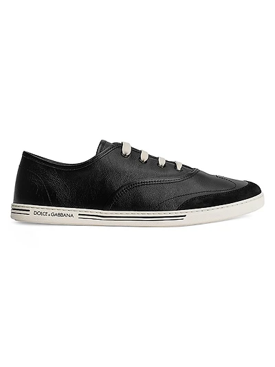 Faux-Leather Low-Top Sneakers