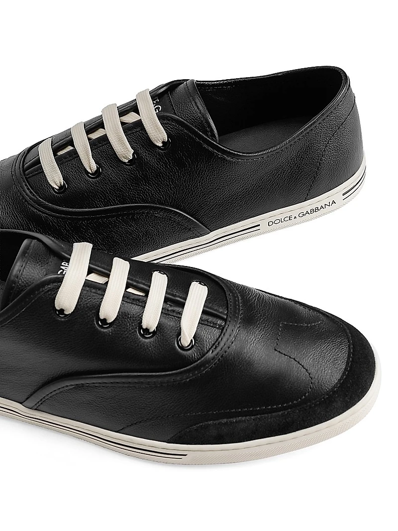 Faux-Leather Low-Top Sneakers