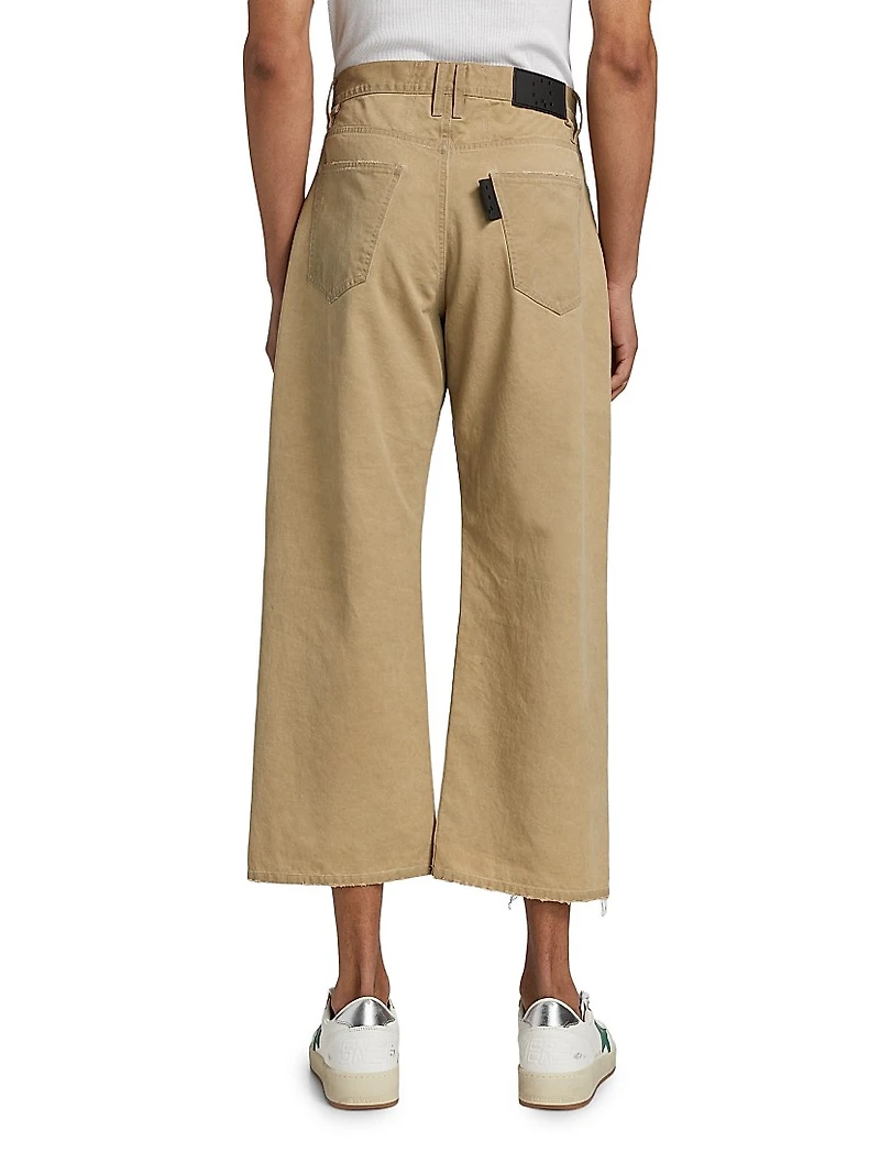 Cotton Distressed Crop Trousers