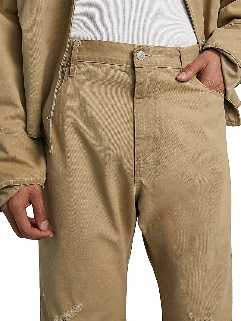 Cotton Distressed Crop Trousers