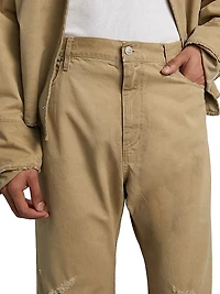 Cotton Distressed Crop Trousers