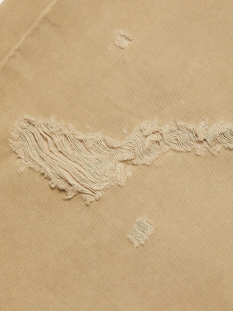 Cotton Distressed Crop Trousers