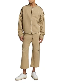 Cotton Distressed Crop Trousers