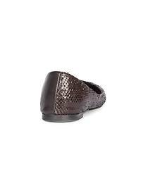 Les Ballerines Snake-Embossed Leather Flats