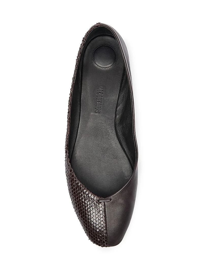 Les Ballerines Snake-Embossed Leather Flats
