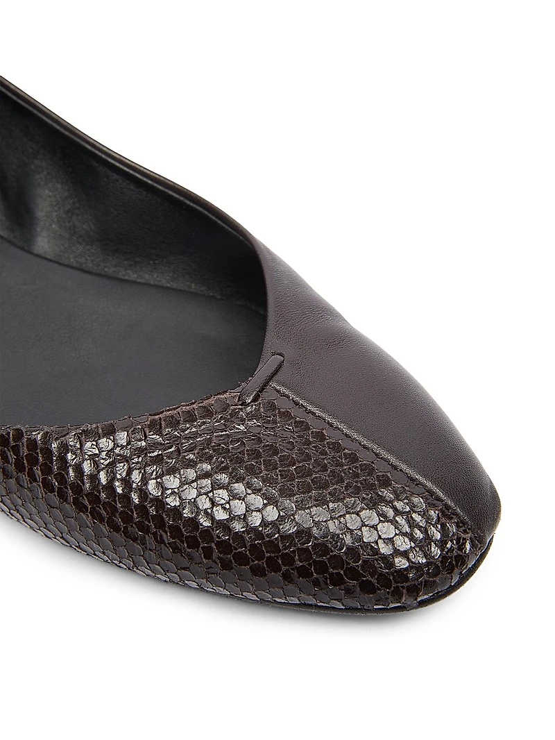 Les Ballerines Snake-Embossed Leather Flats