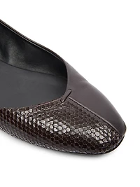 Les Ballerines Snake-Embossed Leather Flats