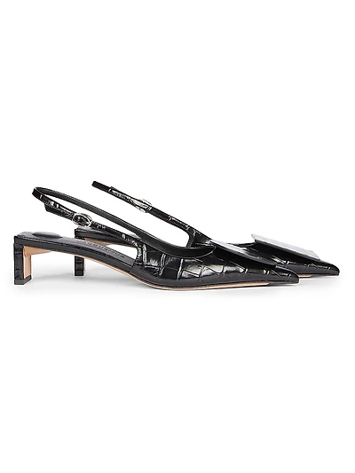Les Slingbacks Duelo 40MM Croc-Embossed Leather Pumps