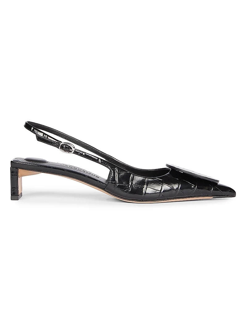 Les Slingbacks Duelo 40MM Croc-Embossed Leather Pumps
