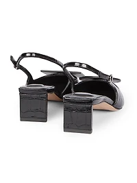Les Slingbacks Duelo 40MM Croc-Embossed Leather Pumps