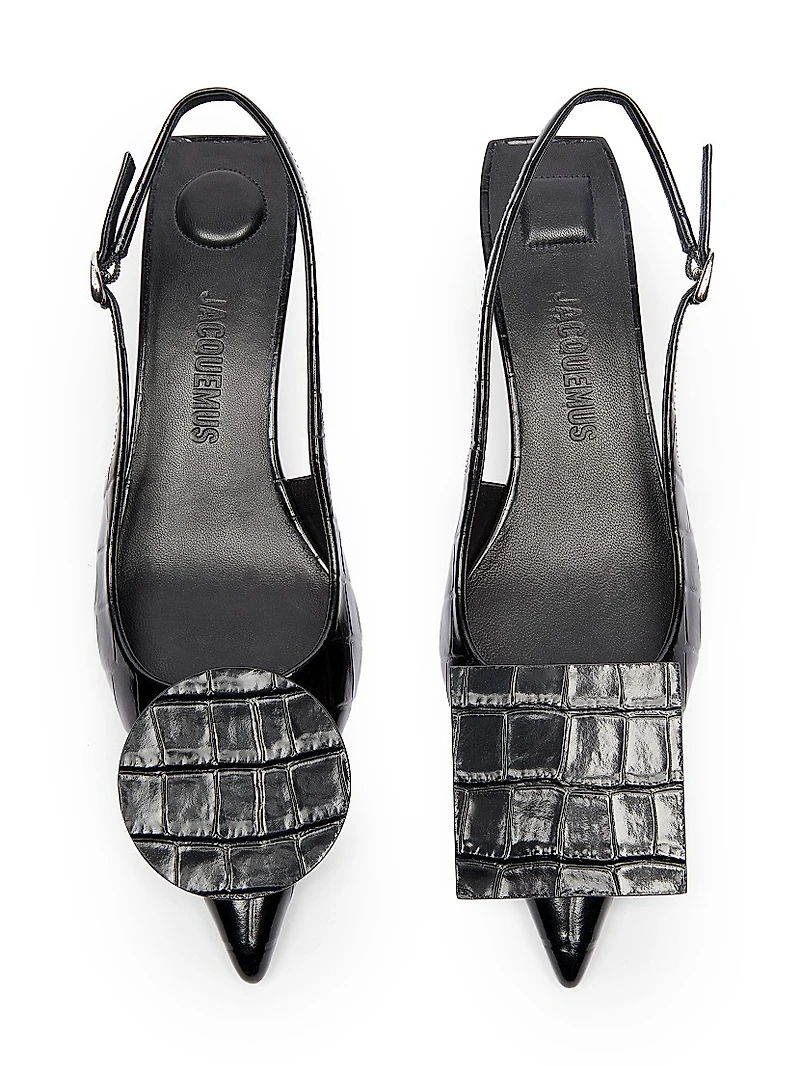 Les Slingbacks Duelo 40MM Croc-Embossed Leather Pumps