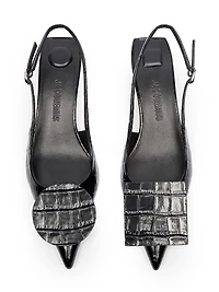 Les Slingbacks Duelo 40MM Croc-Embossed Leather Pumps