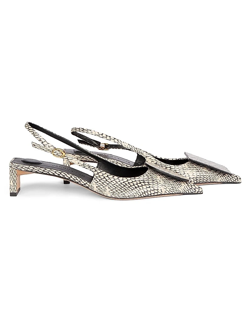 Les Slingbacks 40MM Embossed Leather Pumps