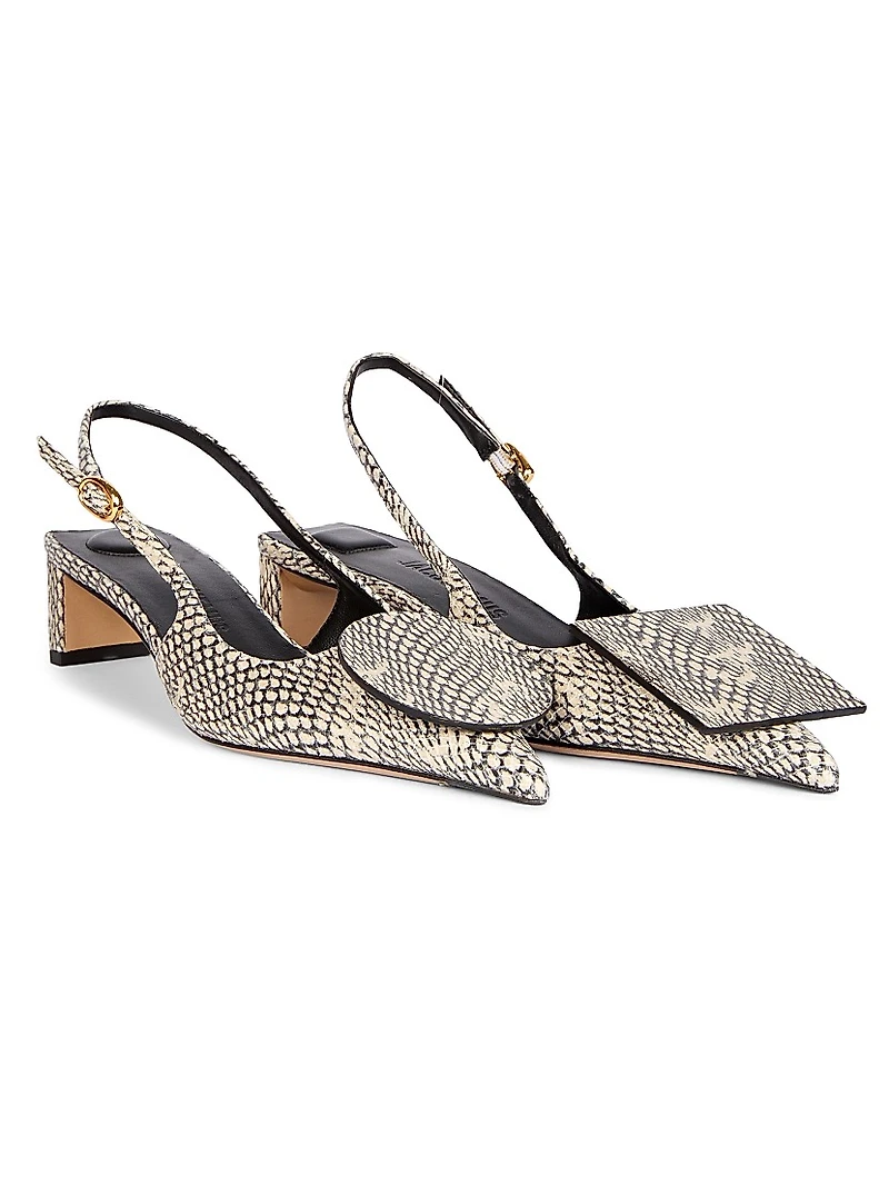 Les Slingbacks 40MM Embossed Leather Pumps
