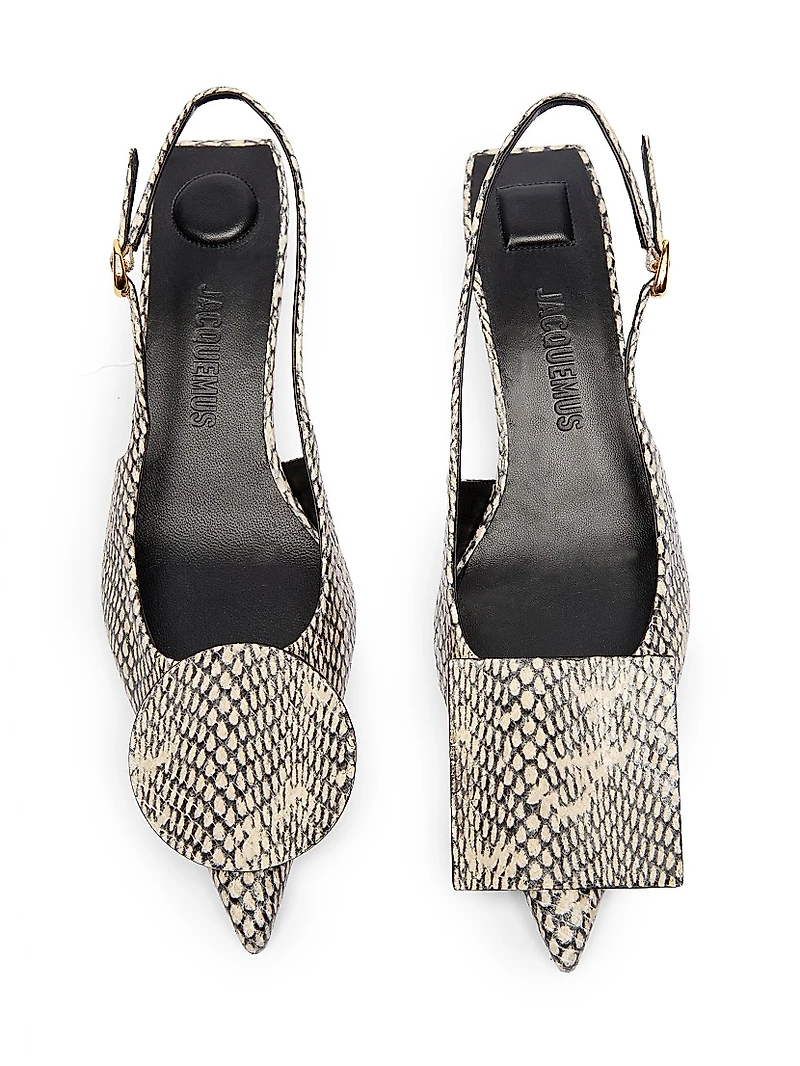 Les Slingbacks 40MM Embossed Leather Pumps
