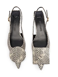 Les Slingbacks 40MM Embossed Leather Pumps