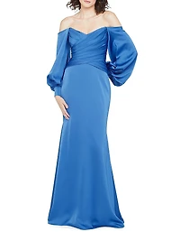 Milenia Off-The-Shoulder Satin Gown