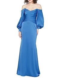 Milenia Off-The-Shoulder Satin Gown