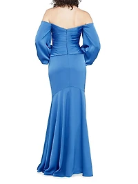 Milenia Off-The-Shoulder Satin Gown
