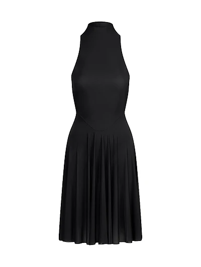 Milky Sheer High Neck Midi Dress