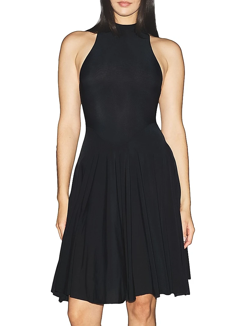 Milky Sheer High Neck Midi Dress