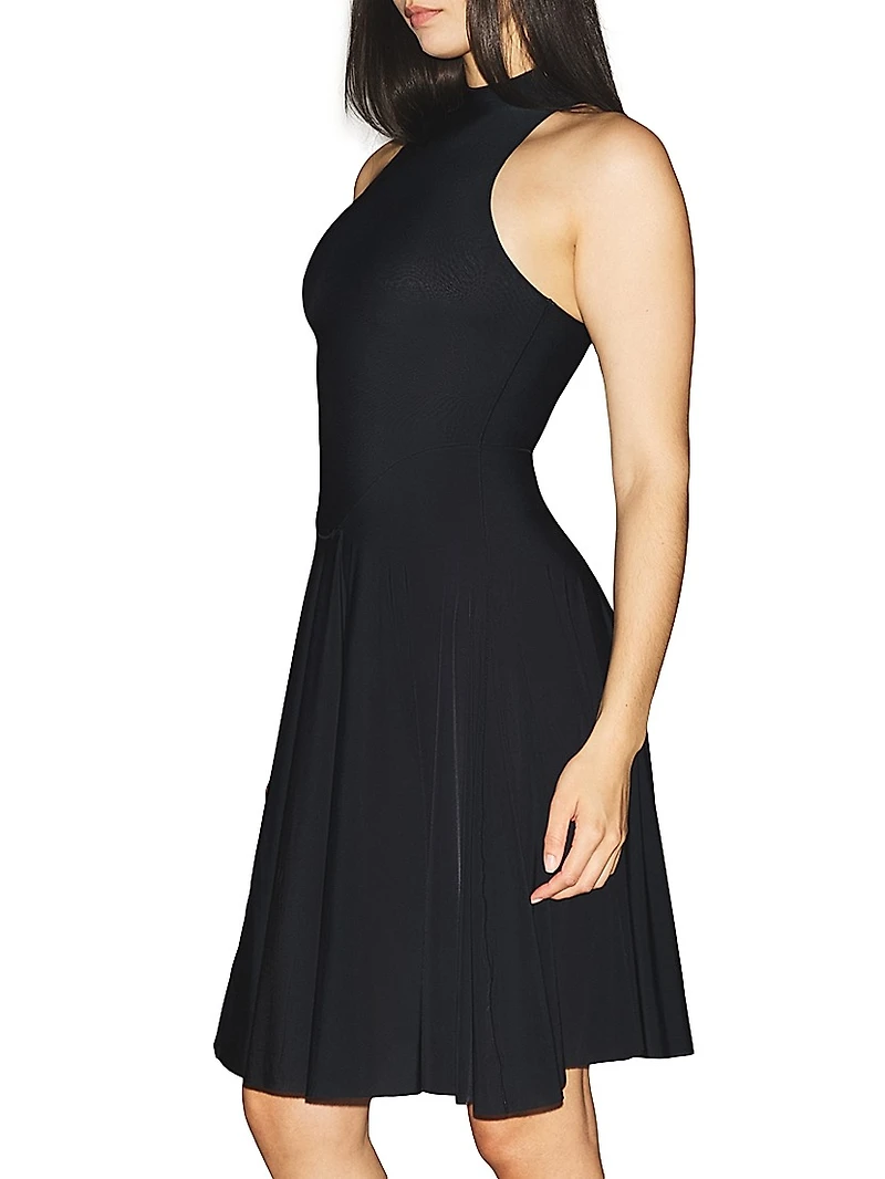 Milky Sheer High Neck Midi Dress