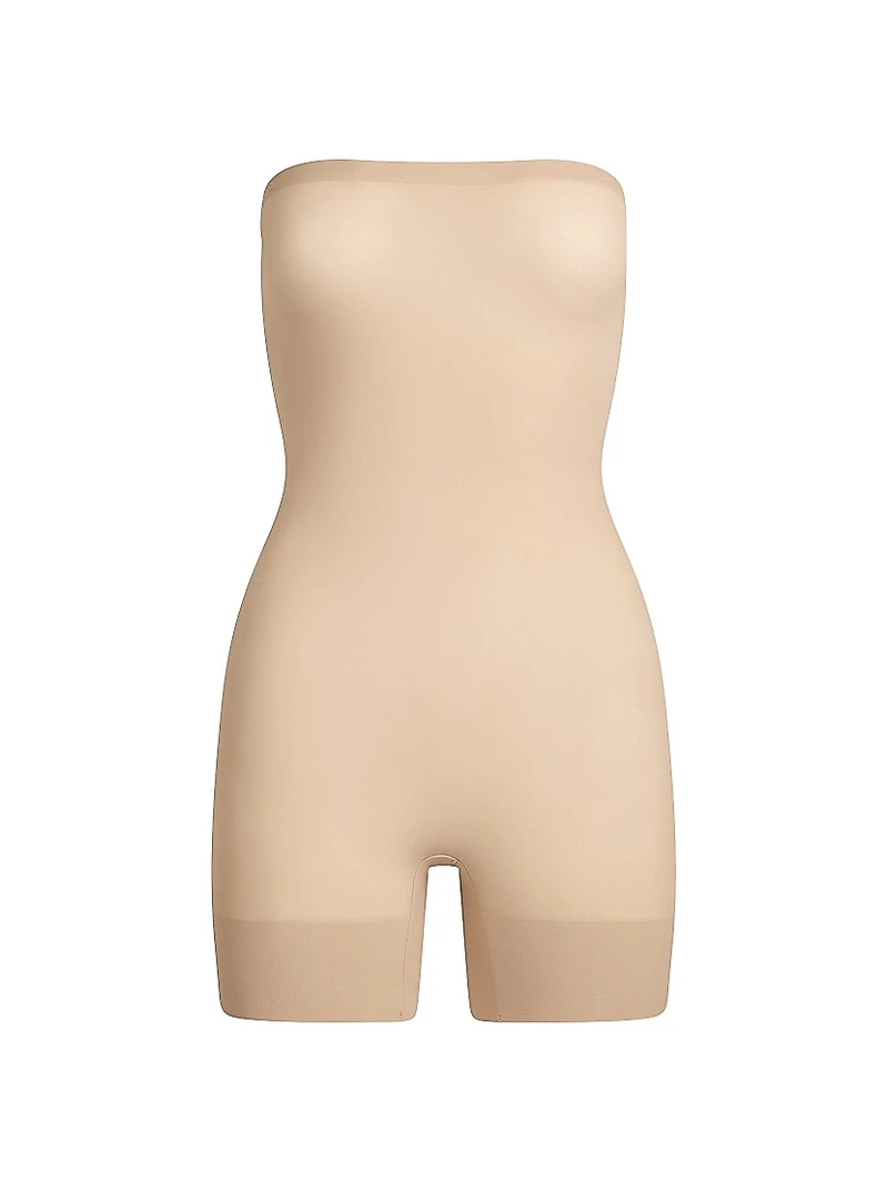 Sheer Seamless Strapless Shortie Bodysuit