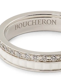 Quatre White Edition 18K Gold, 0.26 TCW Diamond & HyCeram® Wedding Band