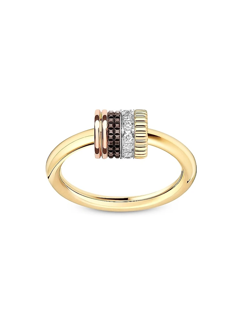 Quatre Classique Tri-Tone 18K Gold & 0.18 TCW Diamond Ring