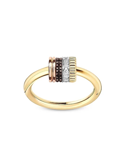 Quatre Classique Tri-Tone 18K Gold & 0.18 TCW Diamond Ring