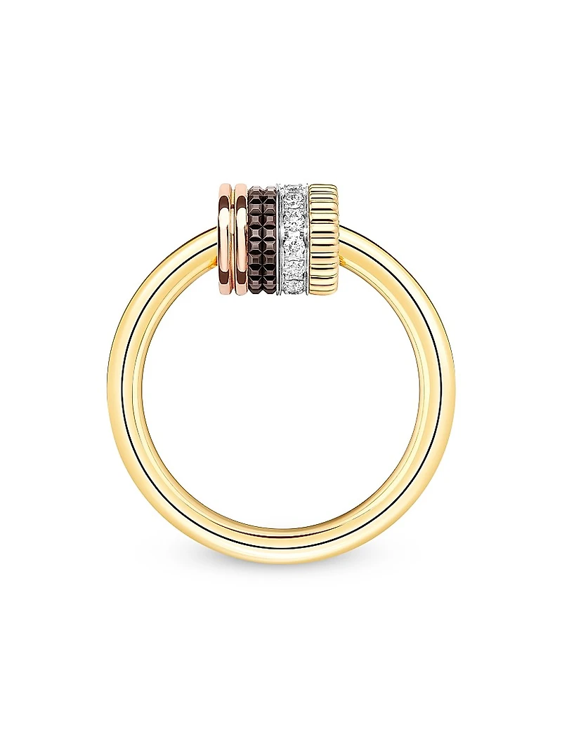 Quatre Classique Tri-Tone 18K Gold & 0.18 TCW Diamond Ring