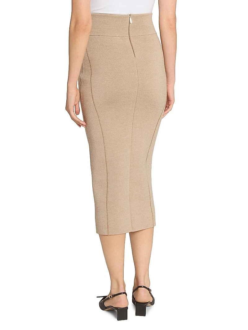 La Jupe Maille Doppio Merino Wool Midi-Skirt