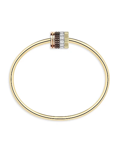 Quatre Classique Tri-Tone 18K Gold & 0.35 TCW Diamond Bangle
