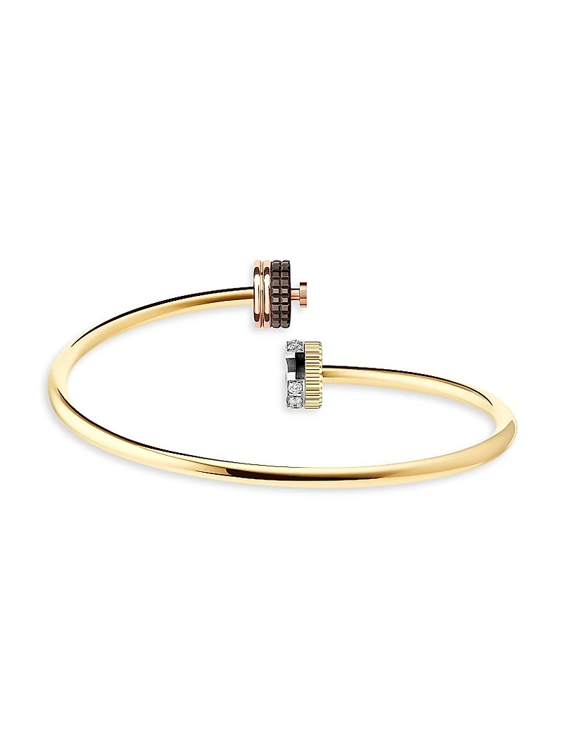 Quatre Classique Tri-Tone 18K Gold & 0.35 TCW Diamond Bangle