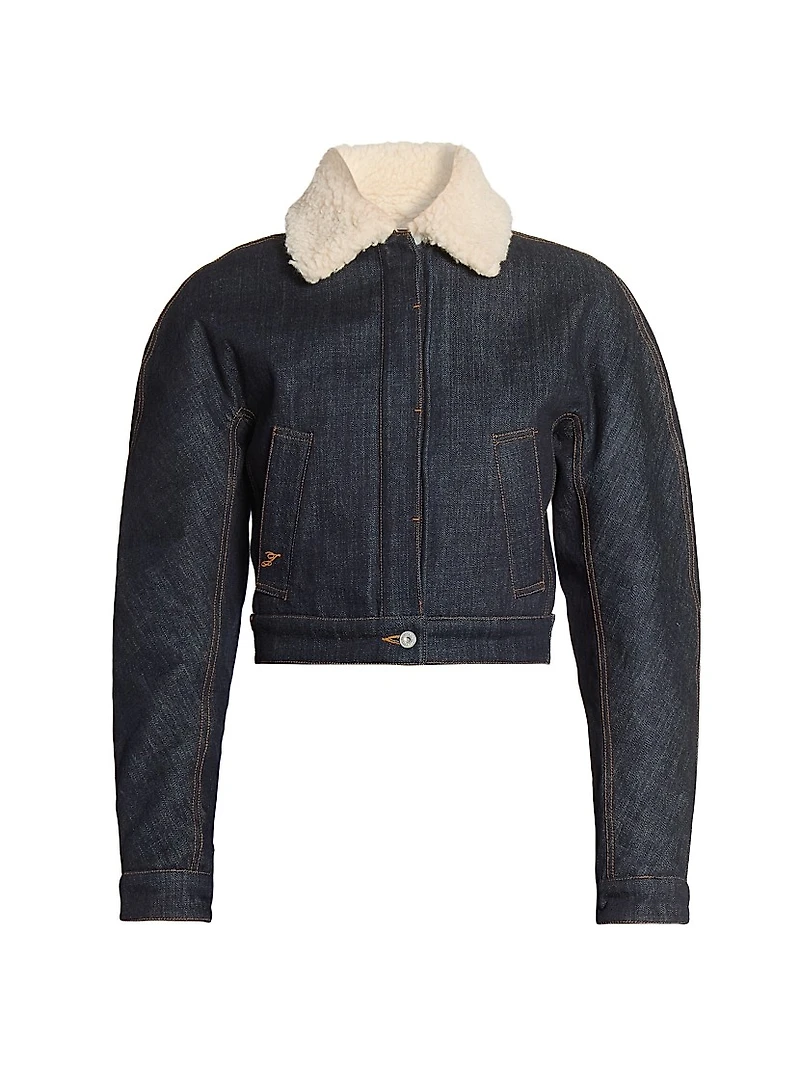 Le Ovalo Cropped Denim Bomber Jacket