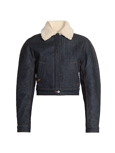 Le Ovalo Cropped Denim Bomber Jacket