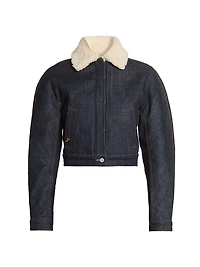 Le Ovalo Cropped Denim Bomber Jacket
