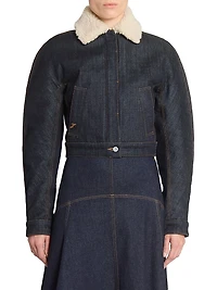Le Ovalo Cropped Denim Bomber Jacket