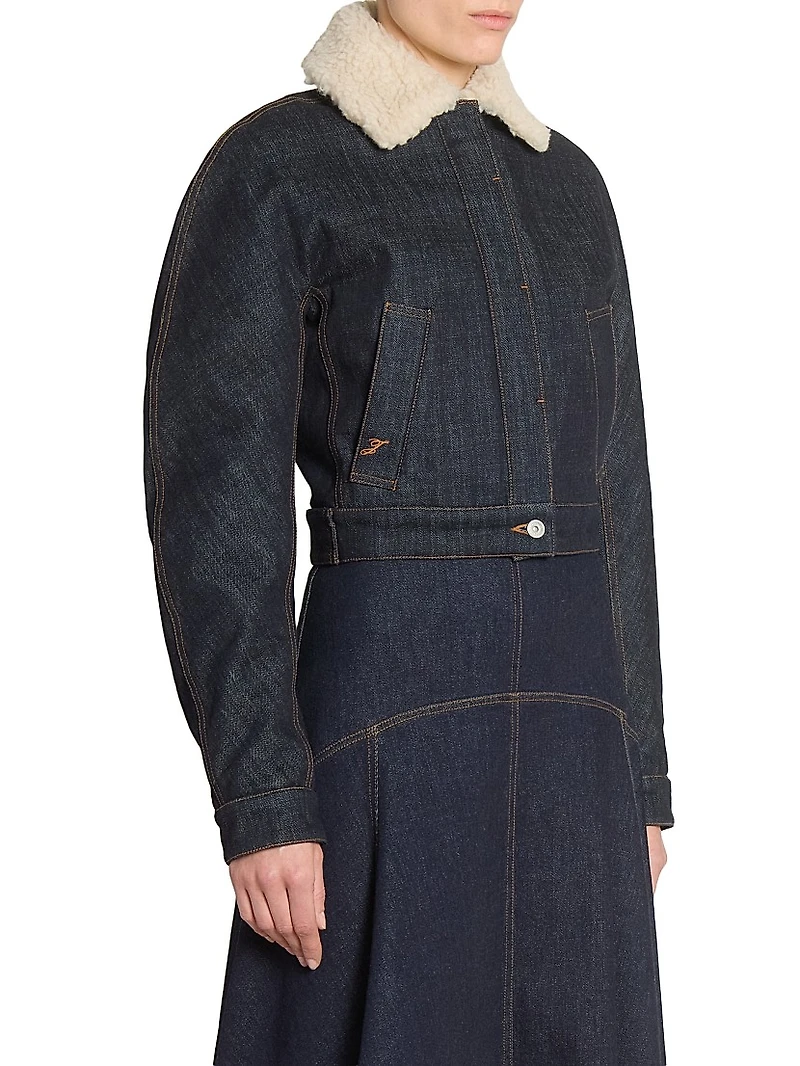 Le Ovalo Cropped Denim Bomber Jacket